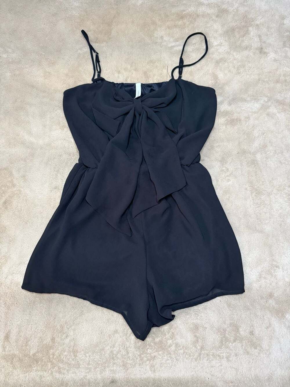 Chocolate Brand Spaghetti Strap Bow-Front Black Romper